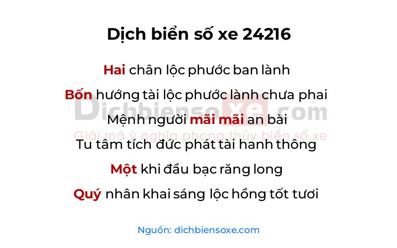 Dịch thơ biển số 24216