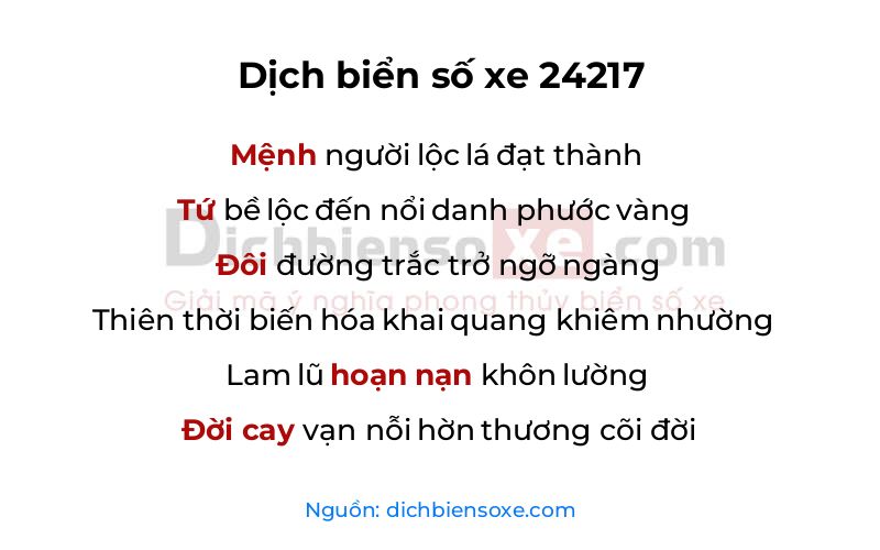 Dịch thơ biển số 24217