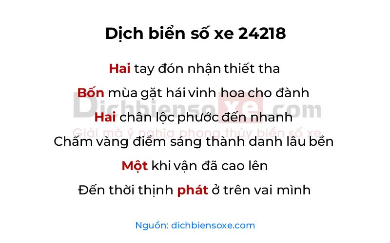 Dịch thơ biển số 24218