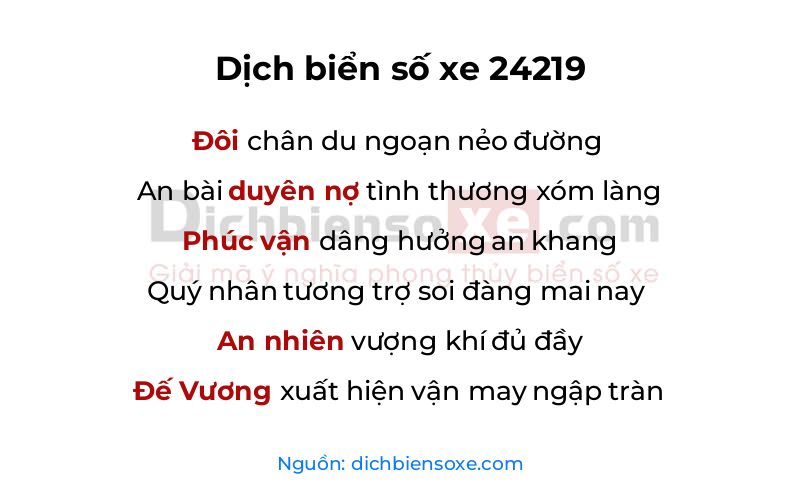 Dịch thơ biển số 24219