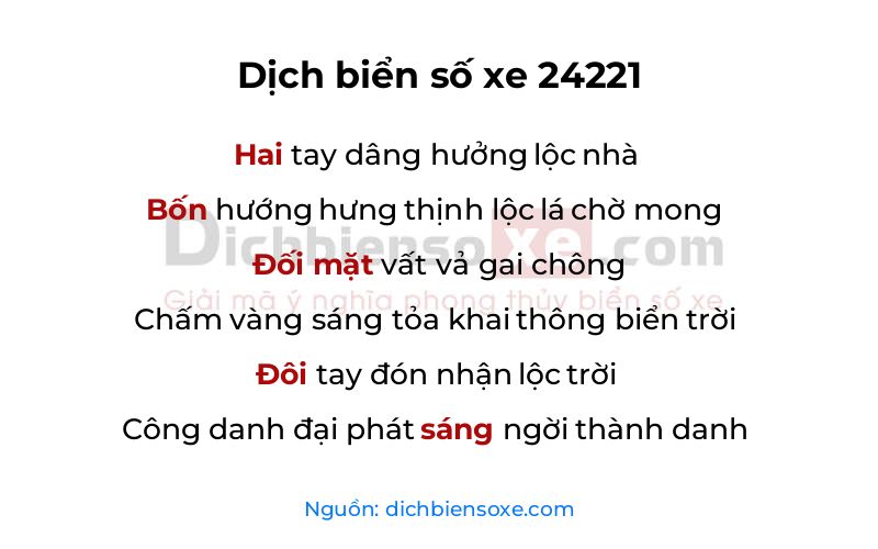 Dịch thơ biển số 24221