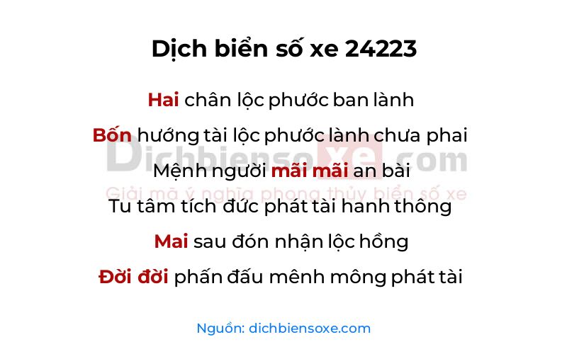 Dịch thơ biển số 24223