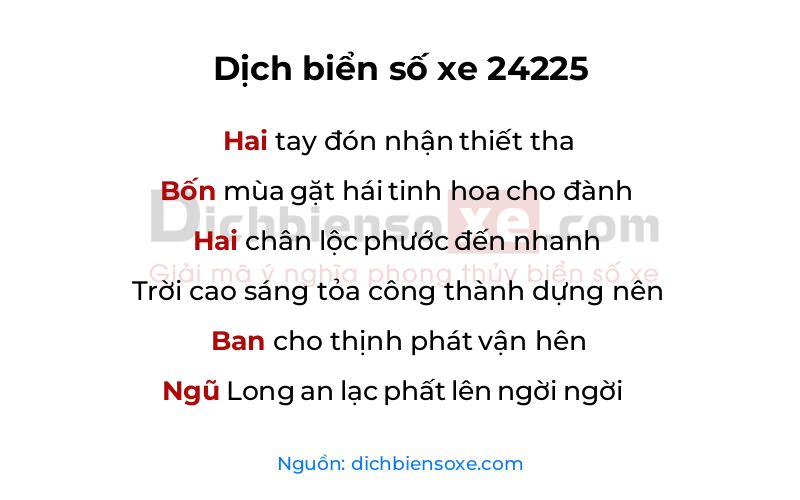 Dịch thơ biển số 24225