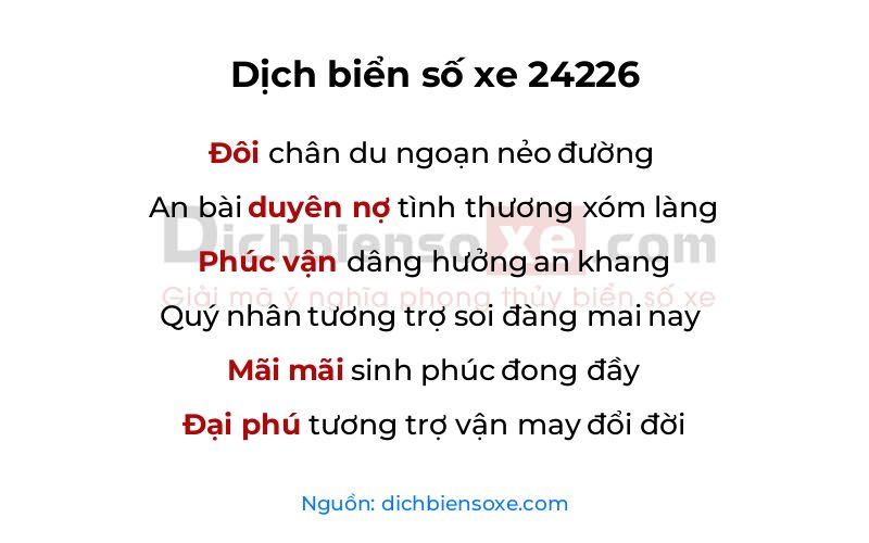 Dịch thơ biển số 24226