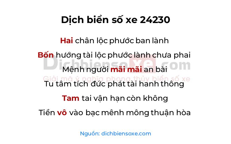 Dịch thơ biển số 24230