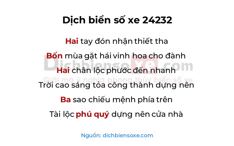 Dịch thơ biển số 24232