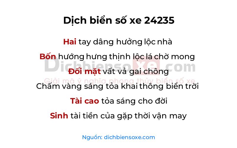 Dịch thơ biển số 24235