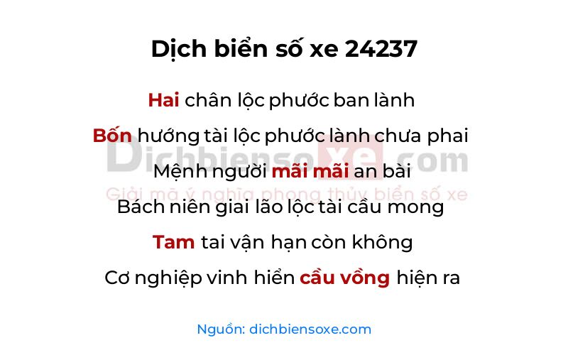 Dịch thơ biển số 24237