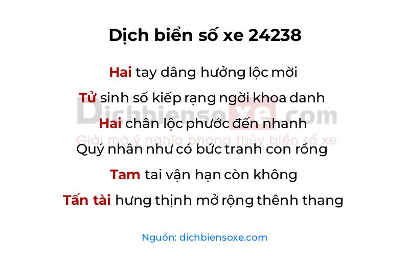 Dịch thơ biển số 24238