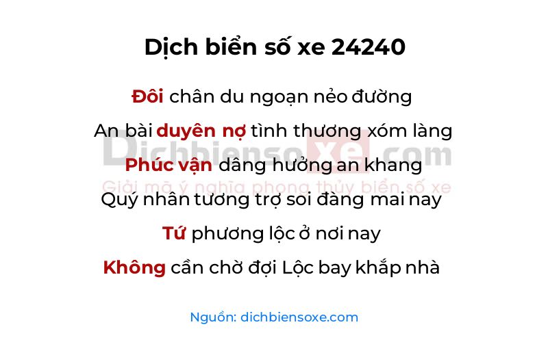 Dịch thơ biển số 24240