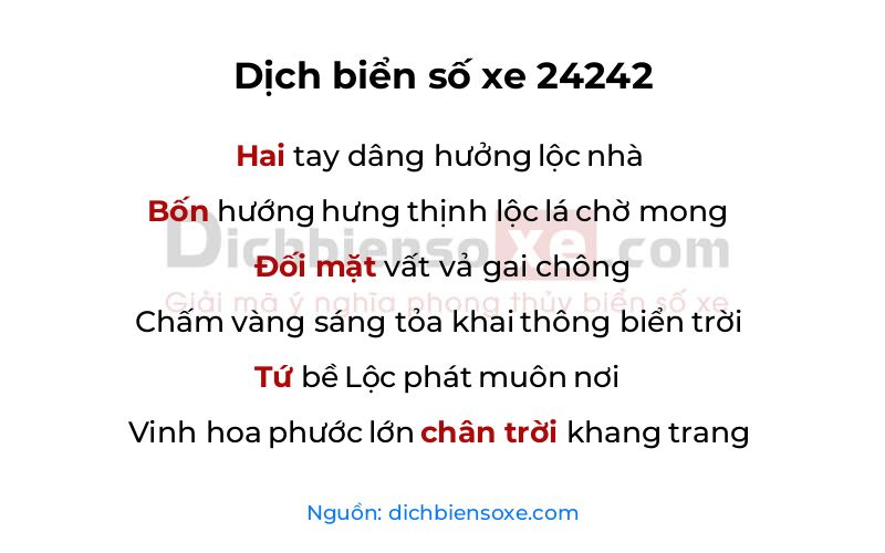 Dịch thơ biển số 24242