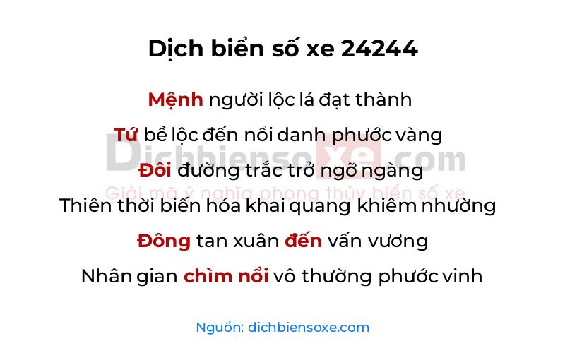 Dịch thơ biển số 24244
