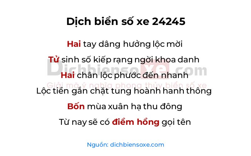 Dịch thơ biển số 24245