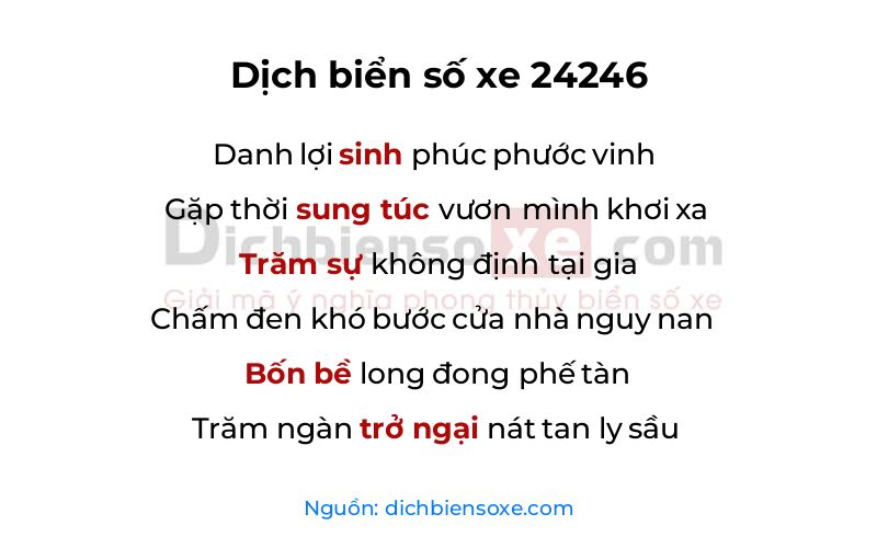 Dịch thơ biển số 24246