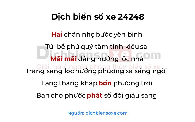 Dịch thơ biển số 24248
