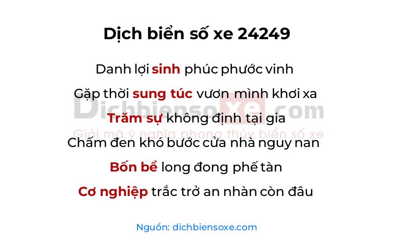 Dịch thơ biển số 24249