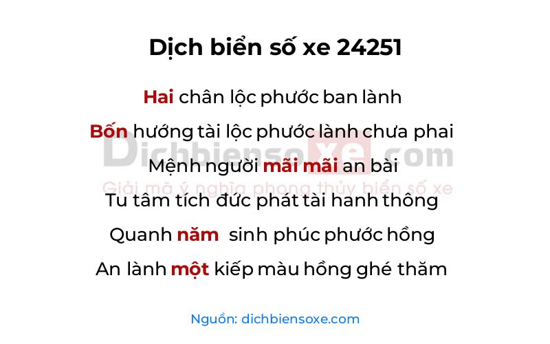 Dịch thơ biển số 24251