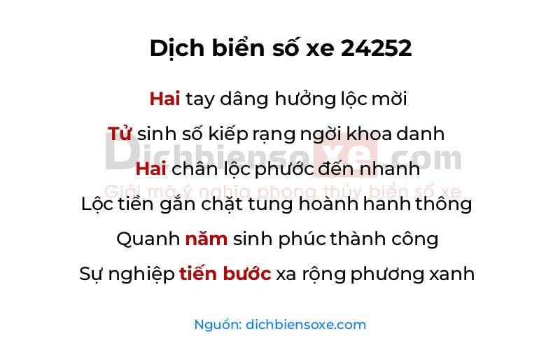 Dịch thơ biển số 24252