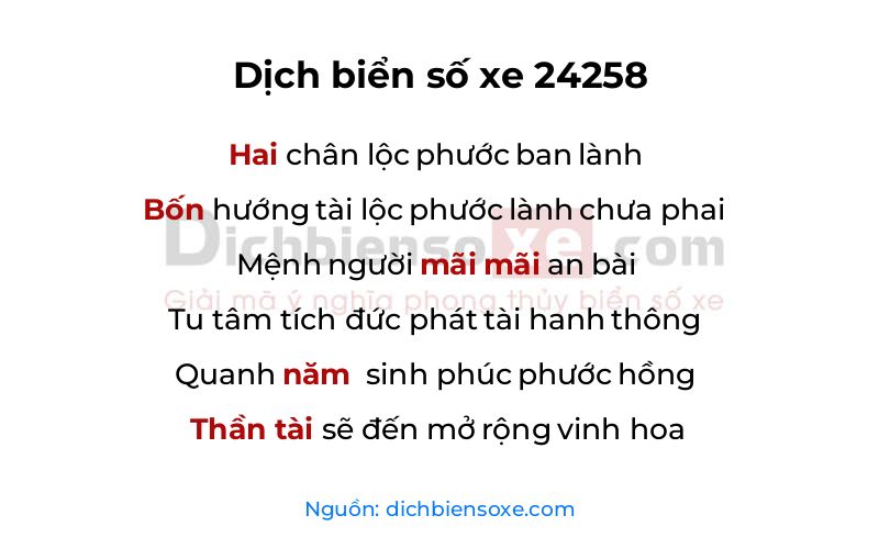 Dịch thơ biển số 24258