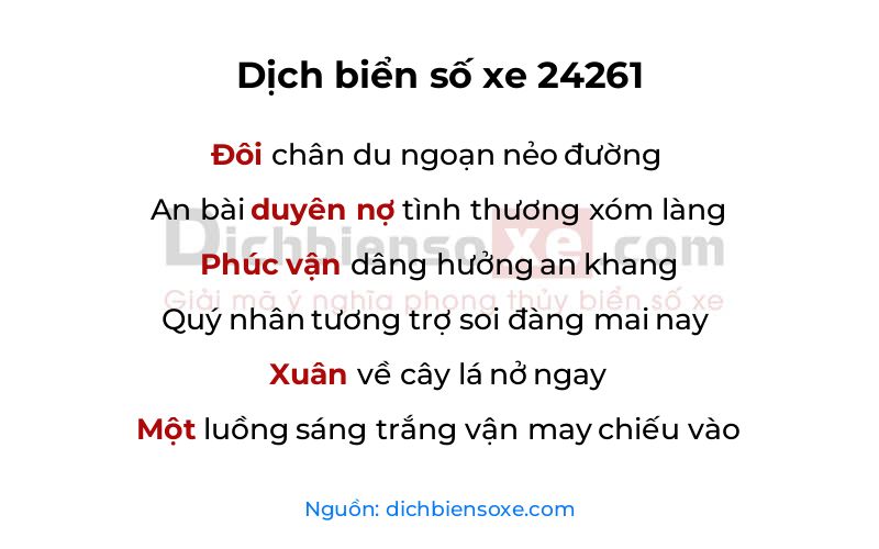 Dịch thơ biển số 24261