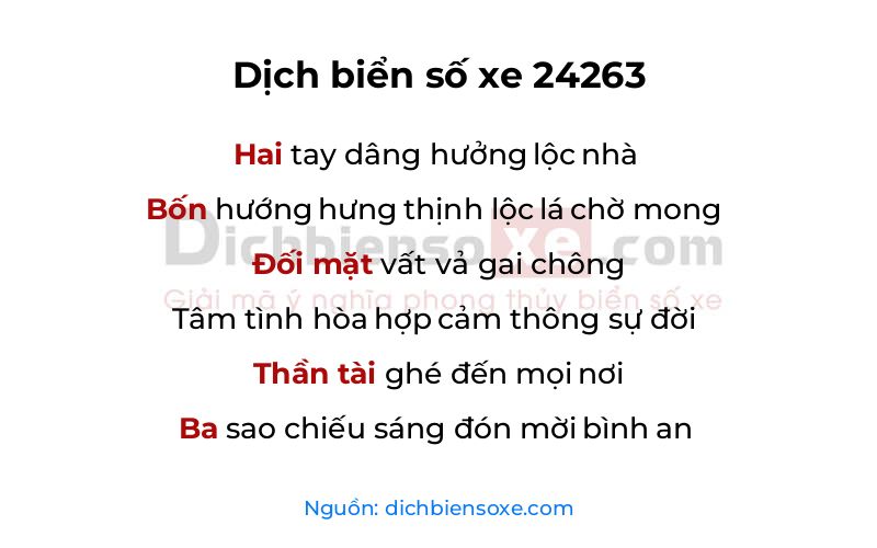Dịch thơ biển số 24263