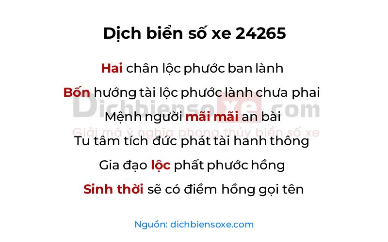 Dịch thơ biển số 24265