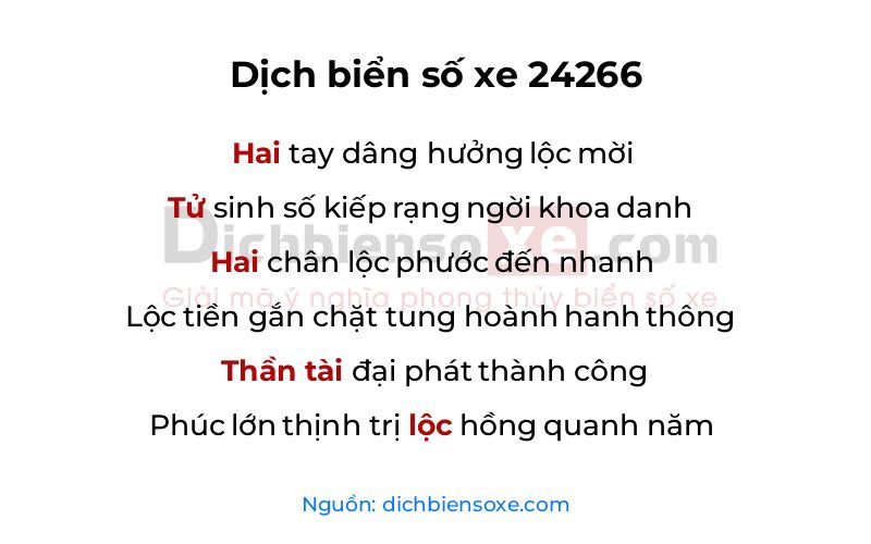 Dịch thơ biển số 24266