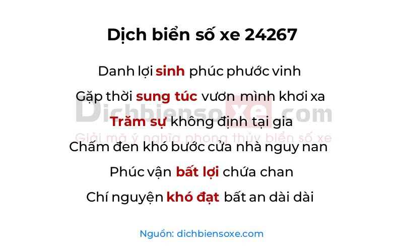 Dịch thơ biển số 24267