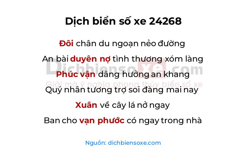 Dịch thơ biển số 24268