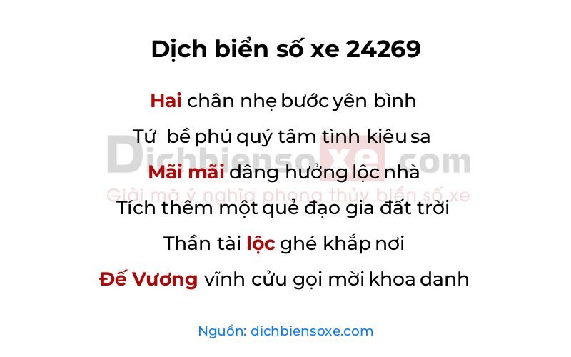 Dịch thơ biển số 24269