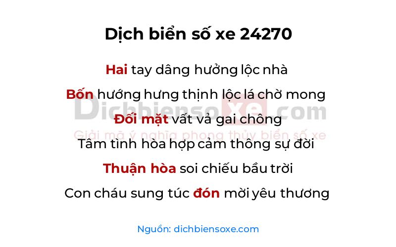 Dịch thơ biển số 24270