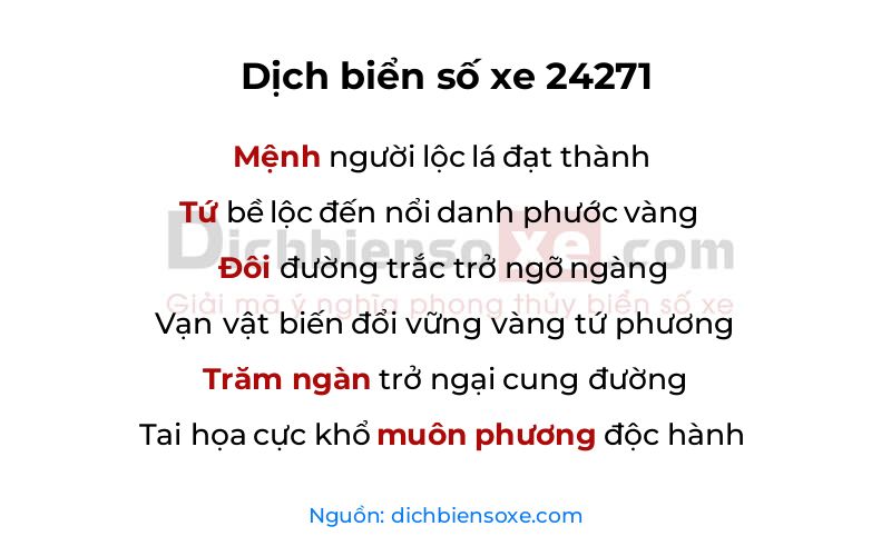 Dịch thơ biển số 24271