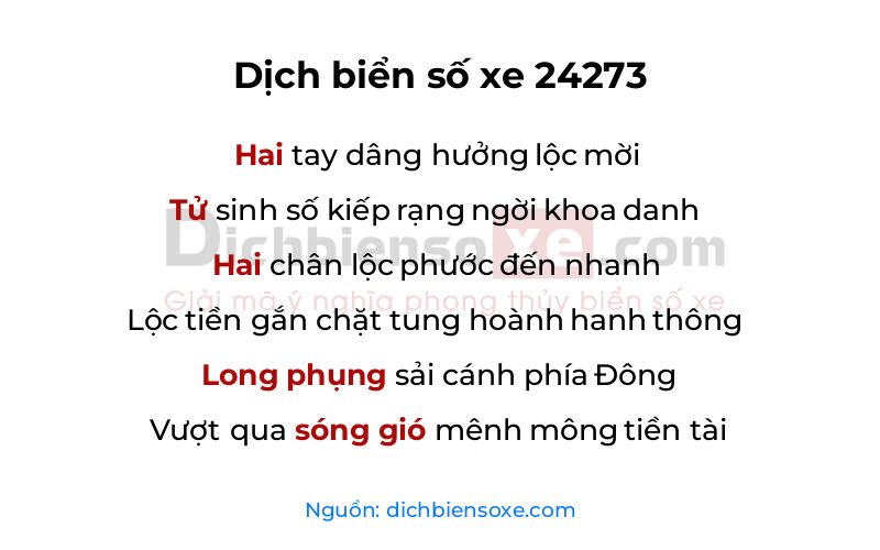 Dịch thơ biển số 24273