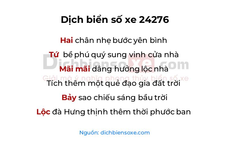 Dịch thơ biển số 24276