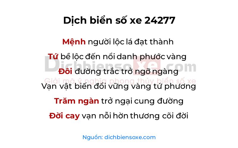 Dịch thơ biển số 24277