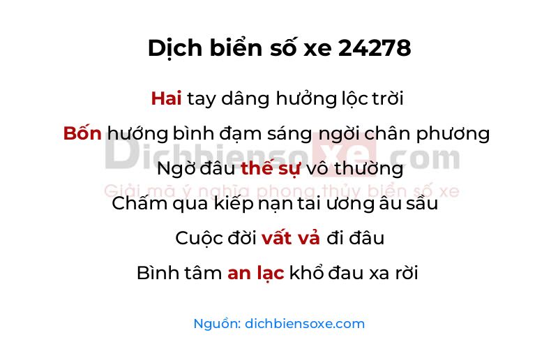 Dịch thơ biển số 24278