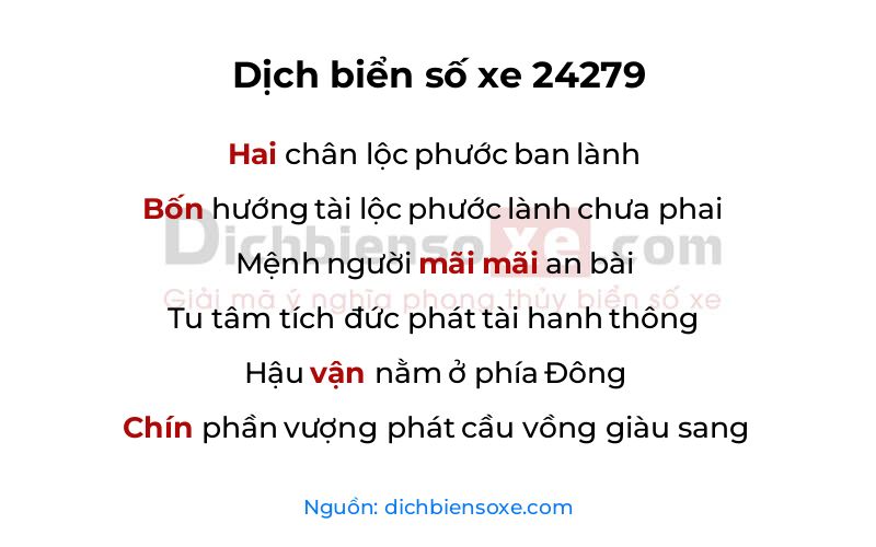 Dịch thơ biển số 24279