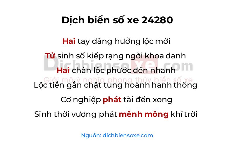 Dịch thơ biển số 24280
