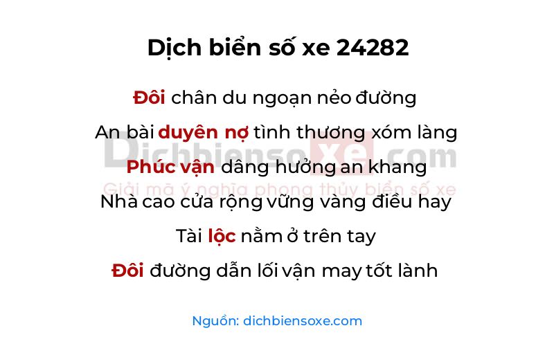 Dịch thơ biển số 24282