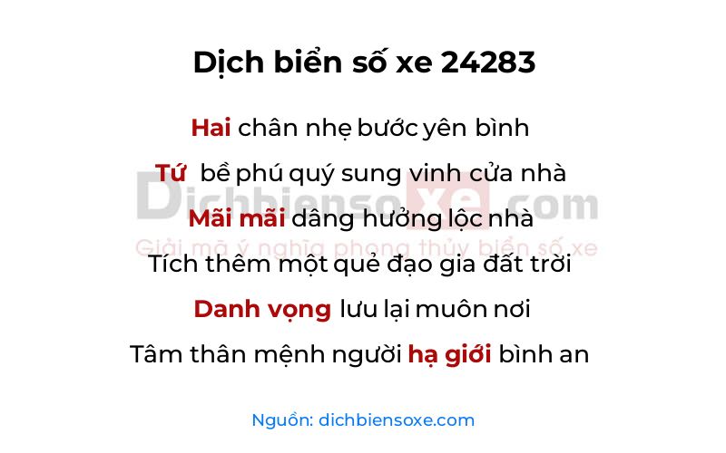 Dịch thơ biển số 24283
