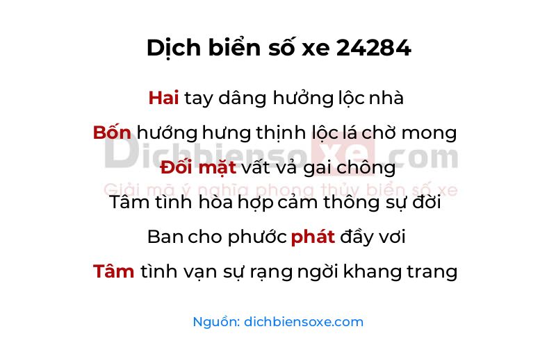 Dịch thơ biển số 24284