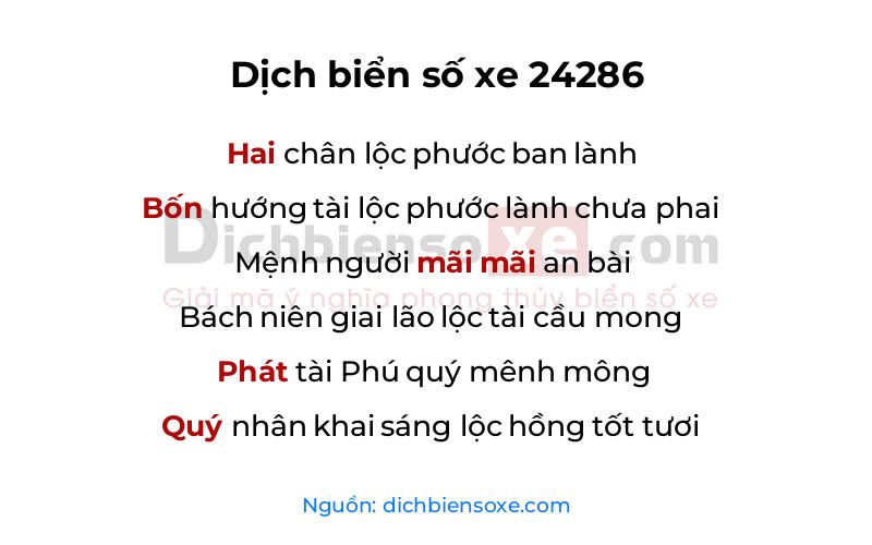 Dịch thơ biển số 24286