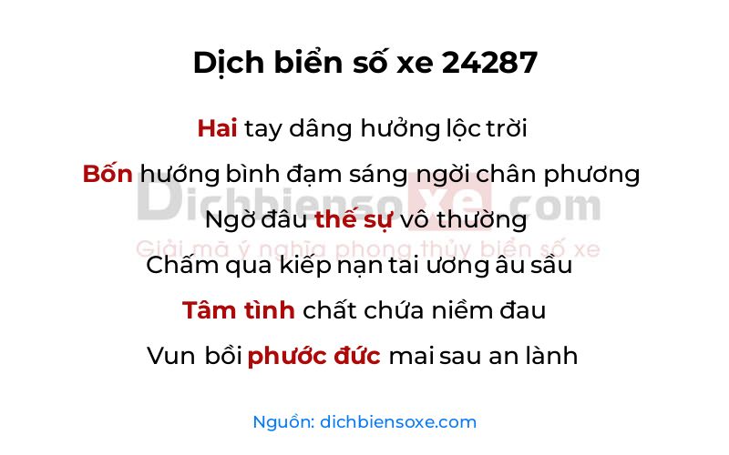Dịch thơ biển số 24287