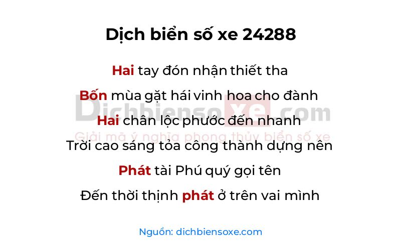 Dịch thơ biển số 24288