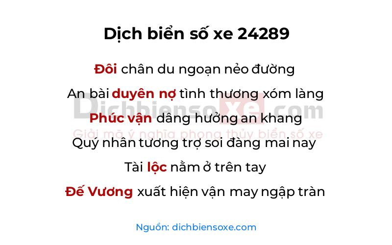 Dịch thơ biển số 24289