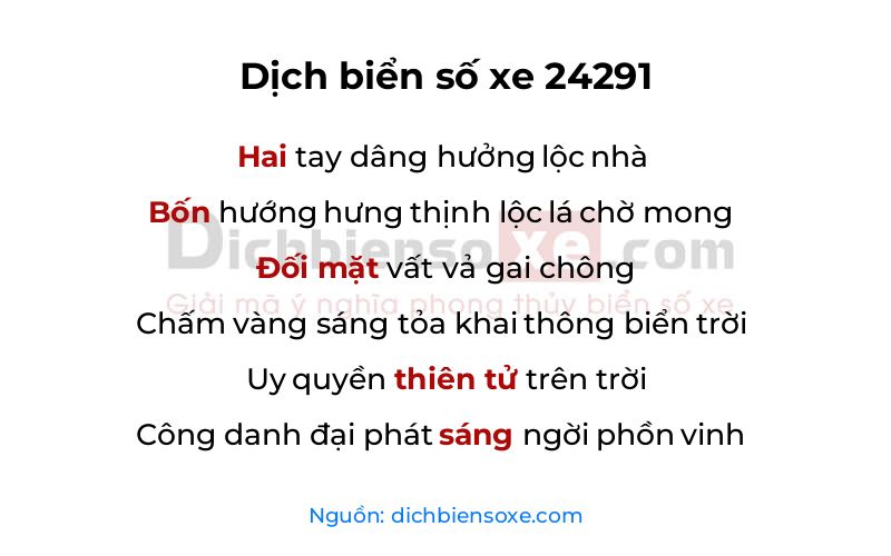 Dịch thơ biển số 24291
