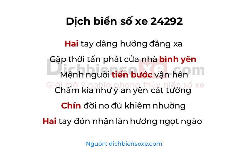 Dịch thơ biển số 24292
