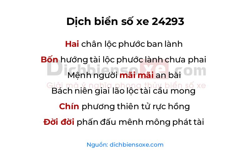 Dịch thơ biển số 24293