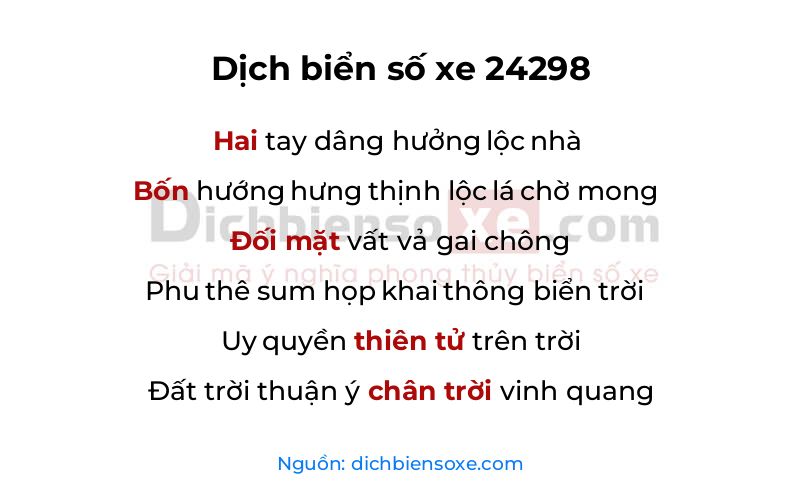 Dịch thơ biển số 24298