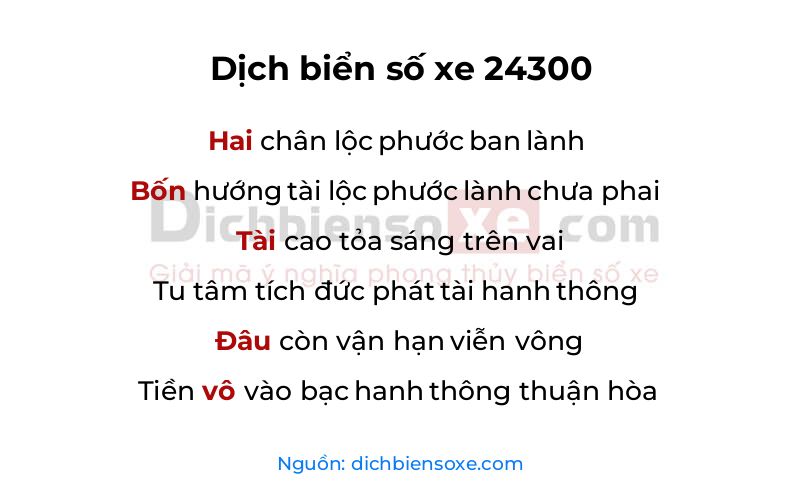 Dịch thơ biển số 24300